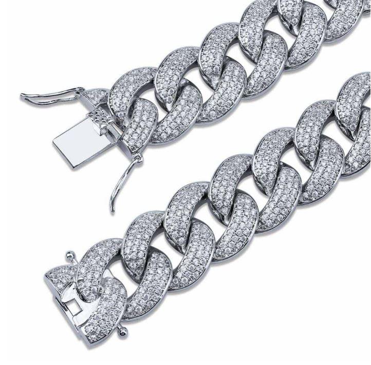 COLT 12MM Cuban Chain | 961751 featuring gleaming prong set Cubic Zirconia stones on a stylish curb link design.