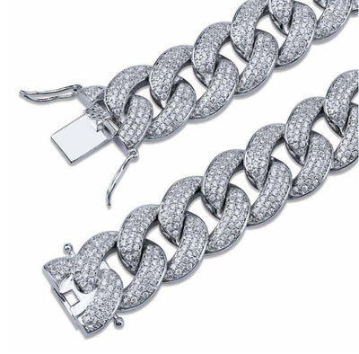 COLT 12MM Cuban Chain | 961751 featuring gleaming prong set Cubic Zirconia stones on a stylish curb link design.