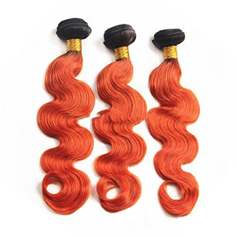 10A Grade Orange #1B/350 Body Wave BUNDLES with CLOSURES & FRONTALS